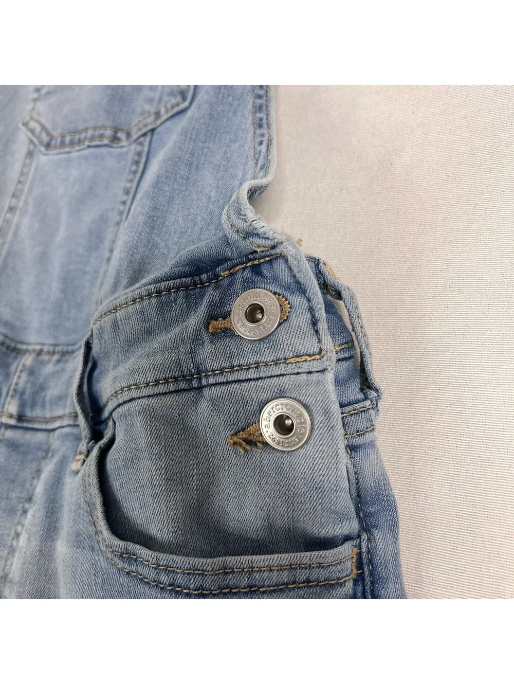 Abercrombie Kids Girls Overalls Size 13 / 14 Denim Jean Bib Faded EUC
